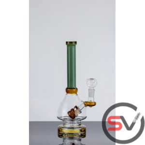 TINTED HANDLE GLASS WATER PIPE 10inch